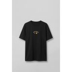 Abluka Online Erkek Oversize Minimal Çiçek Nakışlı T-Shirt Siyah