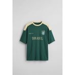 Abluka Online Erkek Oversize Nakışlı Ülke Temalı Forma T-Shirt Yeşil