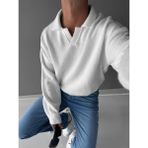 Abluka Online Erkek Polo Yaka Yumuşak Dokulu Oversize Kazak Ekru - XL