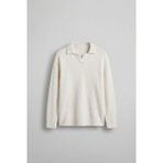 Abluka Online Erkek Polo Yaka Yumuşak Dokulu Oversize Kazak Ekru