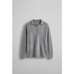 Abluka Online Erkek Polo Yaka Yumuşak Dokulu Oversize Kazak Gri
