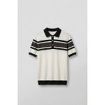 Abluka Online Erkek Regular Fit Çizgili Havlu Triko Polo Yaka T-Shirt Ekru Kahverengi - Ekru - Kahverengi