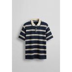 Abluka Online Erkek Regular Fit Çizgili Triko Polo Yaka T-Shirt Lacivert - M