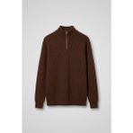 Abluka Online Erkek Yarım Fermuarlı Oversize Kazak Kahve Renk Casual Stil