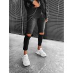 Abluka Online Skinny Fit Dizi Yırtık Siyah Kot Pantolon - 34