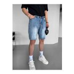 ablukaonline Erkek Baggy Basic Jean Şort Mavi