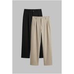 ablukaonline Erkek Baggy Fit 2'Li Kumaş Pantolon Siyah Bej