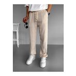 ablukaonline Erkek Baggy Fit Desenli Beli Lastikli Rahat Pantolon Bej