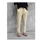 ablukaonline Erkek Beli Lastikli Tecno Kumaş Slim Fit Pantolon Bej