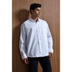 ablukaonline Erkek Oversize Uzun Kollu Basic Gömlek Beyaz
