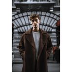 ablukaonline Oversize Rahat Kesim Uzun Erkek Kaşe Kaban Palto Kahve
