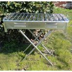 Abntr Galvaniz Gövde Krom Oluklu Köfteci Izgaralı Kömürlü Mangal 60 CM