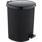 abnturk 1 Adet Ultra Lux Kalite Pedallı Çöp Kovası 20 Litre Grande Siyah Çizgili Desen Içinde Çıkabilen Extra Kovası Mevcut 39X32 - 20 lt
