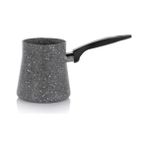 abnturk ✨10 cm 550 ml Orta Boy Granit Cezve – Dayanıklı Yapışmaz Yüzeyli, Isıya Dayanıklı Ergonomik Saplı ✨ - Gri