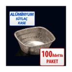 abnturk 100 Adet Kare Alüminyum Sütlaç Kase 10X10CM 240GR Aşure Kabı