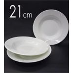 Abnturk 12 Adet Melamin Çukur Yemek Tabağı 21CM Ev Lokanta Tabldot Tipi Porsiyon Sulu Yemek Haşlama Kabı - 1 lt - Beyaz