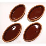 Abnturk 15x9 cm 4 Adet Kayık Tabak Toprak Güveç Fırın Kabı
