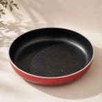 Abnturk 24 cm Kaliteli Granit Fırın Tepsisi 3 Kat Teflon Kaplamalı Börek Tepsisi Çok Amaçlı Tepsi - Kırmızı