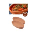 abnturk 2’Li Toprak Oval 23Cm Güveç Fırın Kabı Kayık Güveç İçi Sırlı Organik Pişirme Kabı