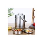 abnturk 3 Kaplı Yemek Termosu 304 Sıcak Soğuk Isı Korumalı 18/10 Krom Kalite %100 Paslanmaz Çelik Sefer Tası - 2 lt - Gri