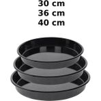 abnturk 30-36-40 cm 3 Adet Emaye Yuvarlak Fırın Tepsisi Seti - 31 x 12 cm - Siyah