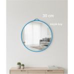 abnturk 30 cm Küçük Boy Mavi Çerçeveli Lavabo Makyaj Aynası - 00 Beyaz
