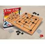 Abnturk 33X33 cm Oyun Alanı 8mm Kalın Ahşap 9 Taş-3 Taş Zeka Akıl Mantık Oyunu