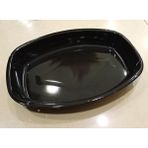 abnturk 36X26CM Oval Emaye Fırın Tepsisi Siyah Iç Dış Yüzeyi Sağlıklı Kaliteli Çinko Elips Börek Tepsisi N28