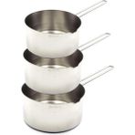 abnturk 3lü Set 12-14-16CM Paslanmaz Çelik Sütlük 18/10 Ultra Lüx Inox Derin Sos Tavası Metal Saplı Kaçerola - Renk - Gri