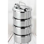 abnturk 4-6 Kişilik Sefer Tası 4 Kaplı Paslanmaz Çelik Taşıma Kabı 14X6CM