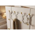 abnturk 4 Topuzlu Kapı Arkası Metal Askılık Mutfak Banyo Hol Oda Kapı Arkası Askısı 34CM - Beyaz