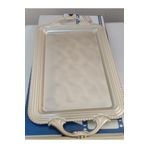 abnturk 49X27 cm Diktörgen Çay Tatlı ve Sunum Tepsisi Gümüş Tepsi