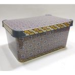 abnturk 5 Litre Mozaik Işli Desen Kapaklı Dekoratif Kutu Plastik Saklama Kabı 28X19 H14CM Hediye Için Süper - 1 Adet