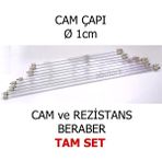 abnturk 57CM Quartz Cam Ø1cm ile 800W Rezistans Tel 1 Adet Tam Set Yer Tipi Şömine Sobalar Için Taş Başlıklı