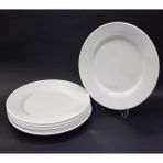 abnturk 6 Adet Beyaz Melamin Tatlı,Pasta Servis Tabağı 21cm Sığ Tabak Günlük Kullanıma Hesaplı Ordövr Tabak