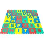 abnturk 72 Parçalı Eva 9X9CM Mini Puzzle Harf Sayı Eğitici Oyun Halısı 36 Puzzle+36 Harf ve Sayı - Renkli - 90 x 260 cm