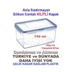 abnturk 750ml Tam Korumalı Sızdırmaz Derin Lüx Saklama Kabı Hava geçirmez Sağlam Kap Contalı Kilitli Kapak abn23042025-750ml