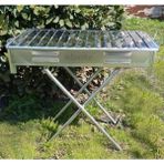 abnturk Ayaklı Büyük Mangal 60 cm Kebapçı Tipi Geniş Oluklu Paslanmaz Galvaniz Gövde Krom Köfteci Izgarası