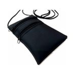 abnturk Boyun Askılı Çift Fermuar ÇANTA,15X10CM %100 Güvenli Para Cüzdanı - Siyah