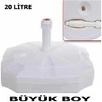 abnturk Büyük Boy Şemsiye Bidonu 20 Litre Beyaz Plaj Bahçe Şemsiyelerine Uyumlu Plastik Altlık