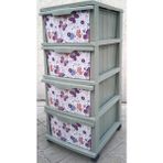 abnturk Büyük Boy Uçuşan Kelebek Desen 4 Çekmeceli Tekerlekli Komidin Yükseklik 93CM 43X38 Demonte Dolap Raf - Karışık