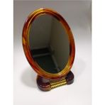 Abnturk Çift Taraflı Büyüteçli Ayna 145X105MM Oval Makyaj Kozmetik Aynası Şık Plastik Çerçeveli Güzelik Ayna - Kahverengi