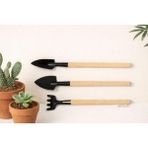Abnturk Dikkat Bu ürün mini mini Boyuttadır 3 Parça Ahşap Saplı Saksı Bakım Seti 20cm ( yaklaşık kurşun kalem boyutunda ) Boyutunda Mini Kürek Sivri Kürek Tırmık Seti - Renkli