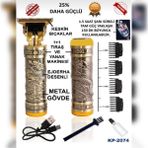 abnturk Gold Renkli Metal Gövdeli Keskin ve Paslanmaz Bıçaklı Profesyonel Yanak ve Ense Tıraş Makinesi Seti - Altın