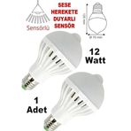 abnturk Harekete Duyarlı Sensörlü 12W Led Lamba Ses Hareket Görünce Yanan Daha Sonra Sönen Sensörlü Ampül, abn29072197