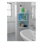 abnturk Mavi Renk 3 Katlı Banyo Köşe Rafı Tabanları Izgara Su Birikmesini Önler Paslanmaz Plastik Şampuanlık, abn20250000079