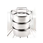 abnturk Paslanmaz Çelik 15X6CM 3 Kaplı Isıtılabilir Sefer Tası 3-4 Kişilik Yemek Taşıma Kabı 2.2 Lt 750ML X3