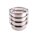 abnturk Paslanmaz Çelik 17X7CM 4 Kaplı Isıtılabilir Sefer Tası 5-6 Kişilik Yemek Taşıma Kabı 1000ML X4=4 Lt