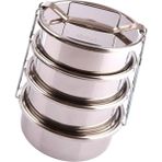 abnturk Paslanmaz Çelik 4lü Sefer Tası 2litre 2-4 Kişilik Yemek Taşıma Kabı 500ML X4 Kab Isıtılabilir Taslar - 1 Adet