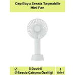 abnturk Premium Cep Boyu Sessiz Taşınabilir Mini Fan USB Şarjlı Pervaneli Soğutucu Küçük El Vantilatörü - Beyaz